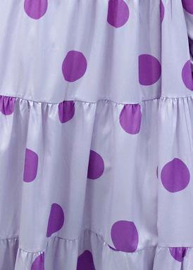 Unique Stand Collar Cinched Spring Outfit Photography Purple Dotted Loose Dresses - SooLinen