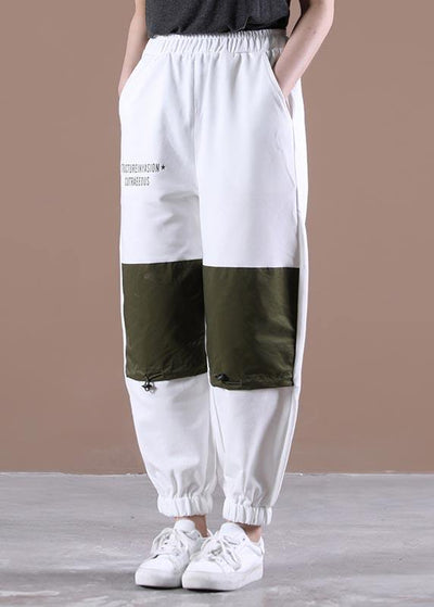 Unique White Harem Pockets Pants Trousers Summer Cotton - SooLinen