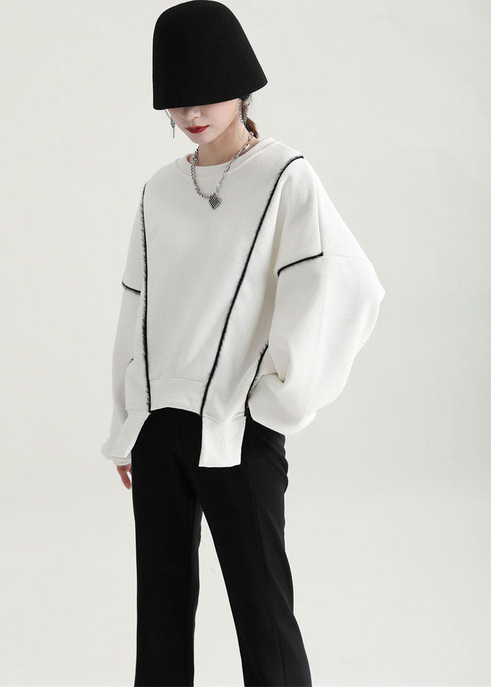 Unique White Oversized Original Design Warm Fleece Sweatshirts Tracksuits Fall