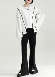 Unique White Oversized Original Design Warm Fleece Sweatshirts Tracksuits Fall