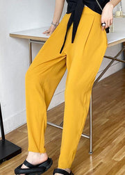 Unique Yellow High Waist Pockets Harem Pants - SooLinen