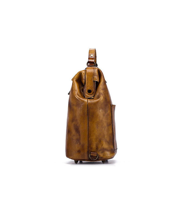 Unique Yellow Large Capacity Calf Leather Backpack Bag