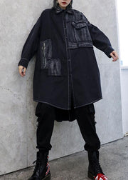 Unique asymmetric hem Fine outfit black Art women coats fall - SooLinen