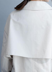 Unique beige Fine tunic pattern Inspiration Notched double breast fall women coats - SooLinen