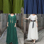 Unique big hem cotton Robes Inspiration olive Dresses summer - SooLinen