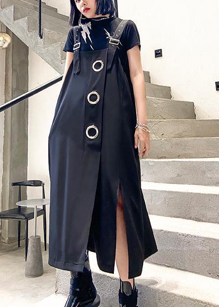 Unique black cotton dresses asymmetric loose summer Dress - SooLinen