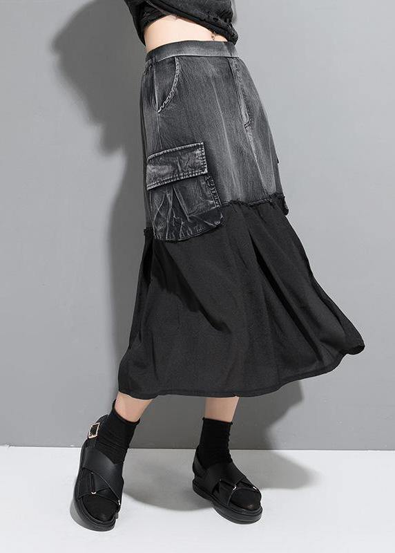 Unique cotton Fitted Street Personality Chiffon Stitching A-Line Skirt - SooLinen