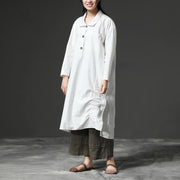 Unique cotton clothes Drops Design White Long Sleeve Cotton Casual Shirt Dress
