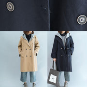 Unique double breast Fine clothes For Women navy oversized jackets fall - SooLinen