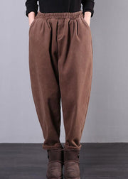 Unique elastic waist chothes women's chocolate Inspiration pockets harem pants - SooLinen
