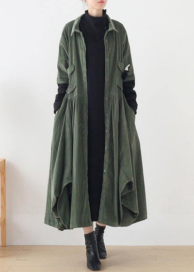 Unique green Fashion trench coat Tunic Tops false two pieces spring coats - SooLinen