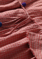 Unique high waist linen spring dresses Fashion Ideas red plaid Dresses - SooLinen