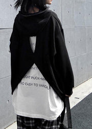Unique hooded patchwork false two pieces tops Fashion Ideas black tops - SooLinen
