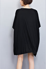 Unique o neck cotton Blouse stylish Inspiration black silhouette top Summer