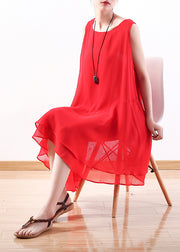Unique red Chiffon dresses Sweets Runway sleeveless short summer Dress