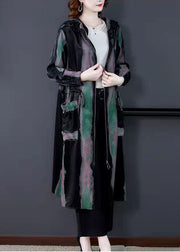 Einzigartige Kleider mit hohem Halsausschnitt aus Baumwolle mit Bindebund Schwarzes, lockeres Catwalk-Kleid