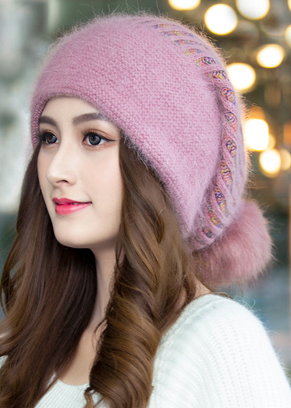Versatile Autumn And Winter Fashionable Beige The Rabbit Wool Knitted Hats