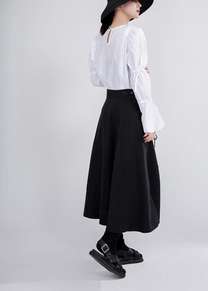 Vintage Black Cinched low high design Skirts Summer - SooLinen