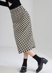 Vintage Black Chocolate Plaid high waist a line skirts Spring