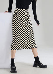 Vintage Black Chocolate Plaid high waist a line skirts Spring