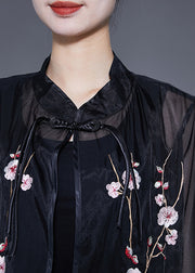 Vintage Black Embroidered Tassel Tulle UPF 50+ Cardigan Summer
