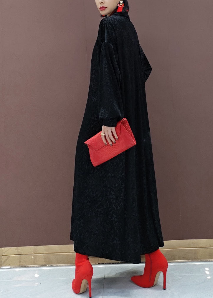Vintage schwarze orientalische Velours lange Kleider Frühling