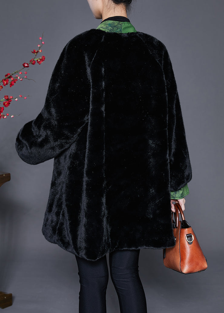 Vintage Black Oversized Patchwork Mink Velvet Coats Winter