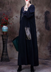 Vintage schwarzes Patchwork-Tasche mit V-Ausschnitt, zerknittertes Seidenkleid mit langen Ärmeln