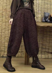 Vintage Black elastic waist Pockets Print harem Pants Spring
