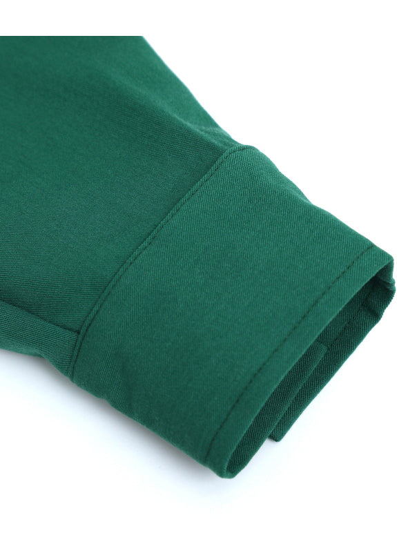 Vintage Blackish Green Peter Pan Collar Button Tops Long Sleeve