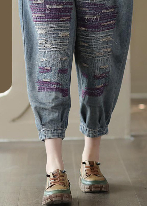Vintage Blue Pockets High Waist Jeans Summer
