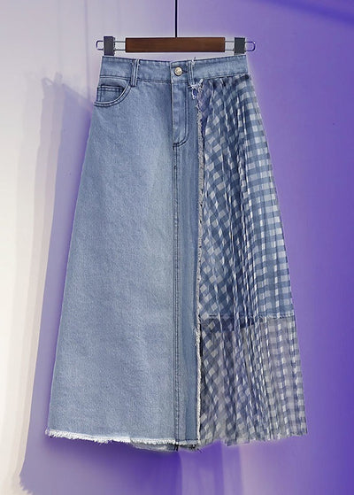 vintage blue wrinkled tulle patchwork denim skirts spring regular price ...
