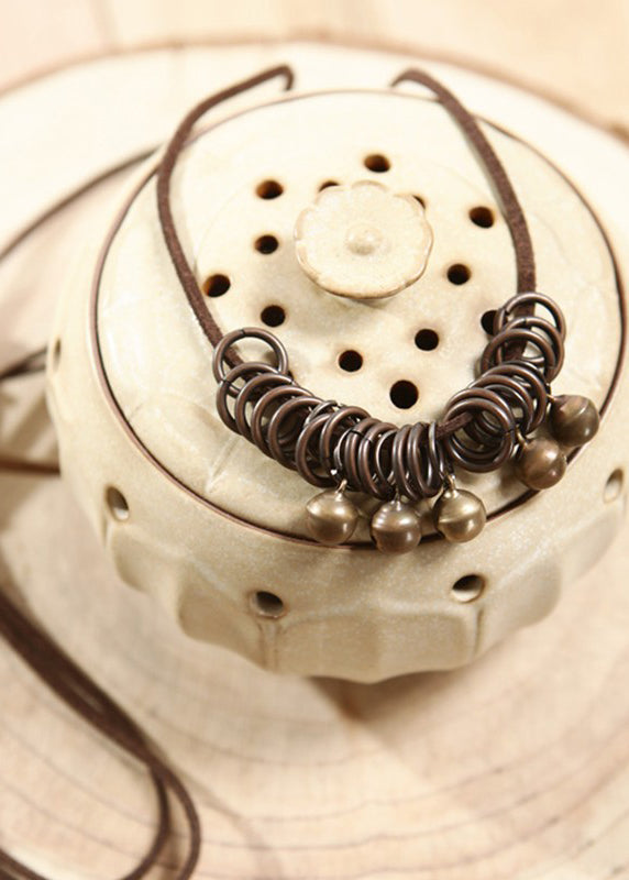 Vintage Bronze Alloy Bell Pendant Necklace