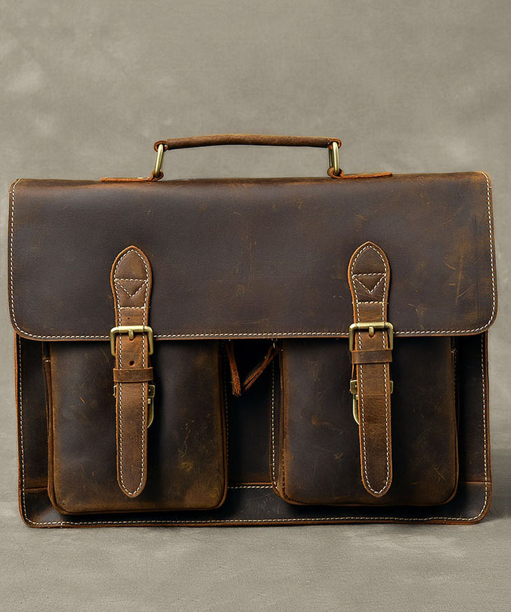 Vintage Brown Postman Pockets Fine Calf Leather Man&