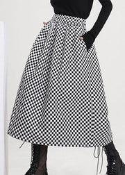 Vintage Colorblock Plaid print loose a line Skirts Spring