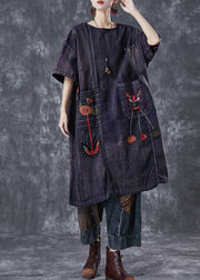 Vintage Embroidered Patchwork Applique Wear On Both Sides Cotton Dress Summer
