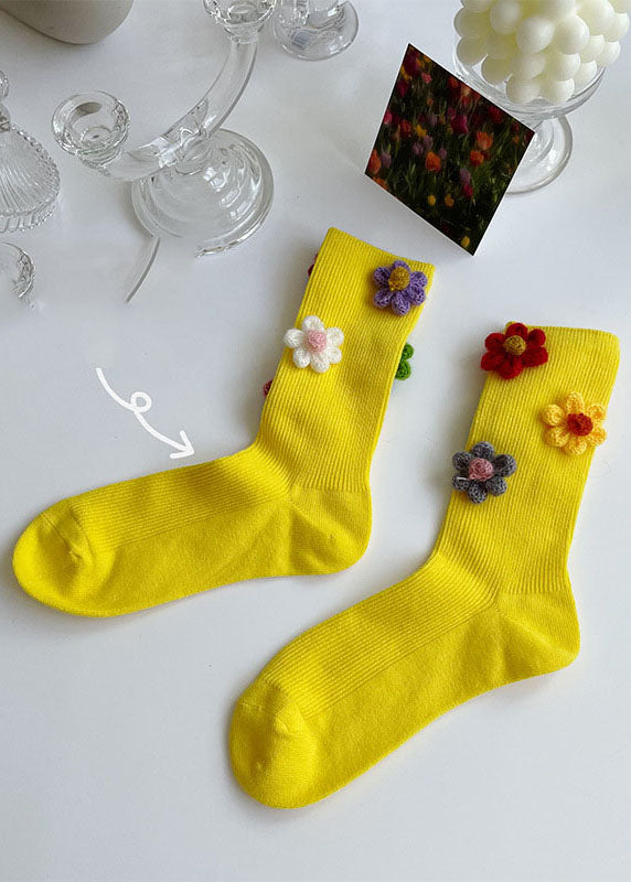 Vintage Floral Jacquard Cotton Crew Socken