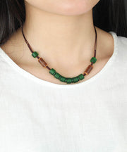 Vintage Green Hand Knitting Coloured Glaze Graduated Bead Necklace