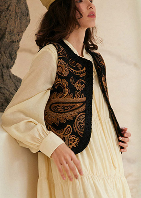 Vintage Jacquard Embroidered Patchwork Waistcoat Sleeveless