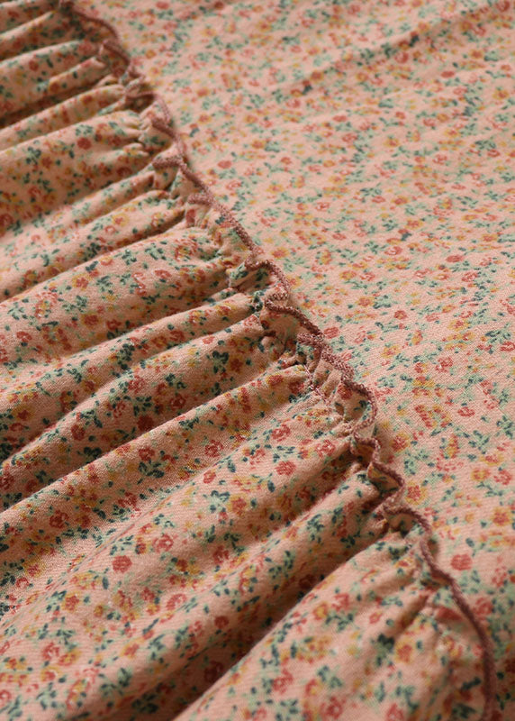 Vintage Khaki Hooded Print Cotton Holiday Dress Spring