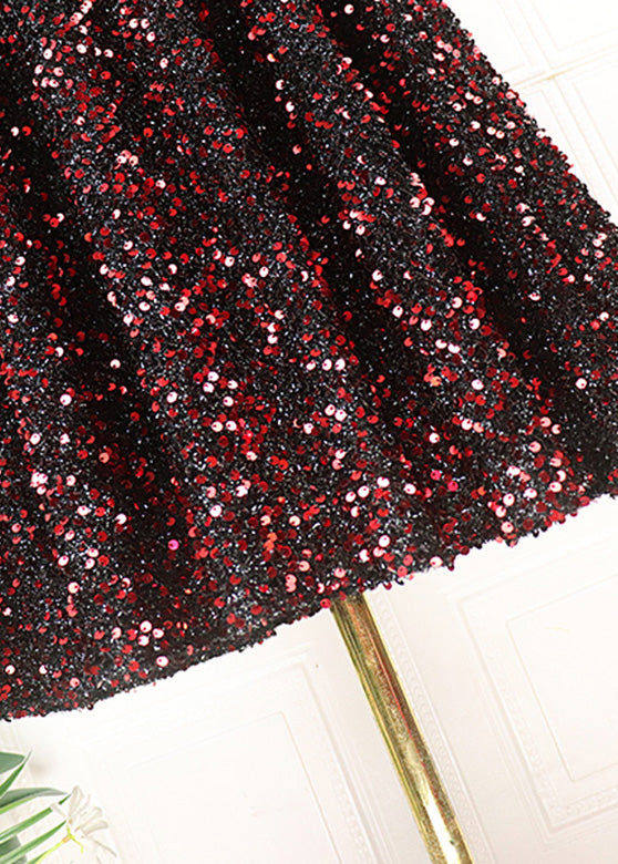 Vintage Mulberry Elastic Waist Sequins Tulle A Line Skirt Spring