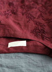 Vintage Mulberry O-Neck Embroidered Tops Spring