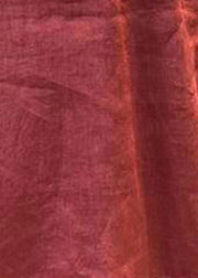 Vintage Mulberry Stehkragen bestickt Leinen langes Kleid mit kurzen Ärmeln