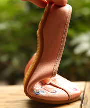 Vintage Orange Embroidered Comfy Cotton Slide Sandals