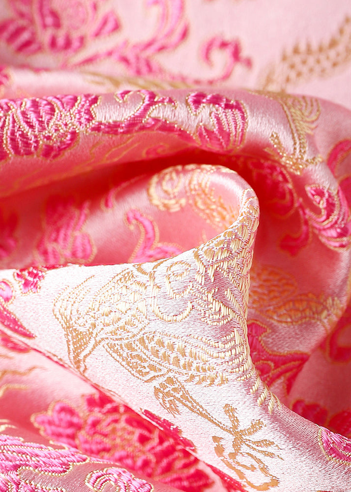 Vintage Pink Embroidered Button Patchwork Silk Waistcoat Sleeveless