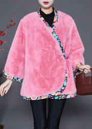Vintage Pink Oversized Patchwork Mink Velvet Jacket Winter
