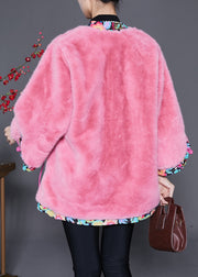 Vintage Pink Oversized Patchwork Mink Velvet Jacket Winter