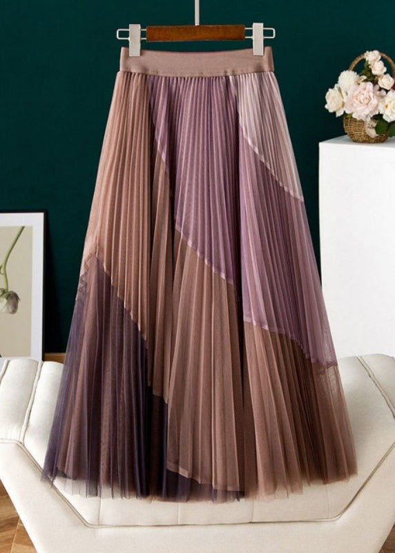 Vintage Purple Casual Print Pleated Fall Skirts