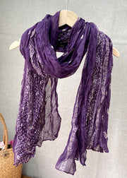 Vintage Purple Wrinkled Print Cozy Cotton Scarf