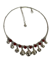 Vintage Red Alloy Agate Bell Bead Graduated Necklace